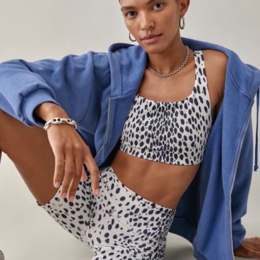 Reformation Ecomove Cheetah Blue and White Racerback Sports Bra